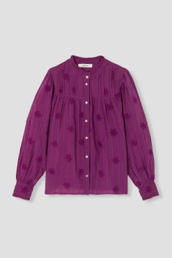 Promod Chemise brodée en coton Femme - Cassis clair Cassisclair Shop