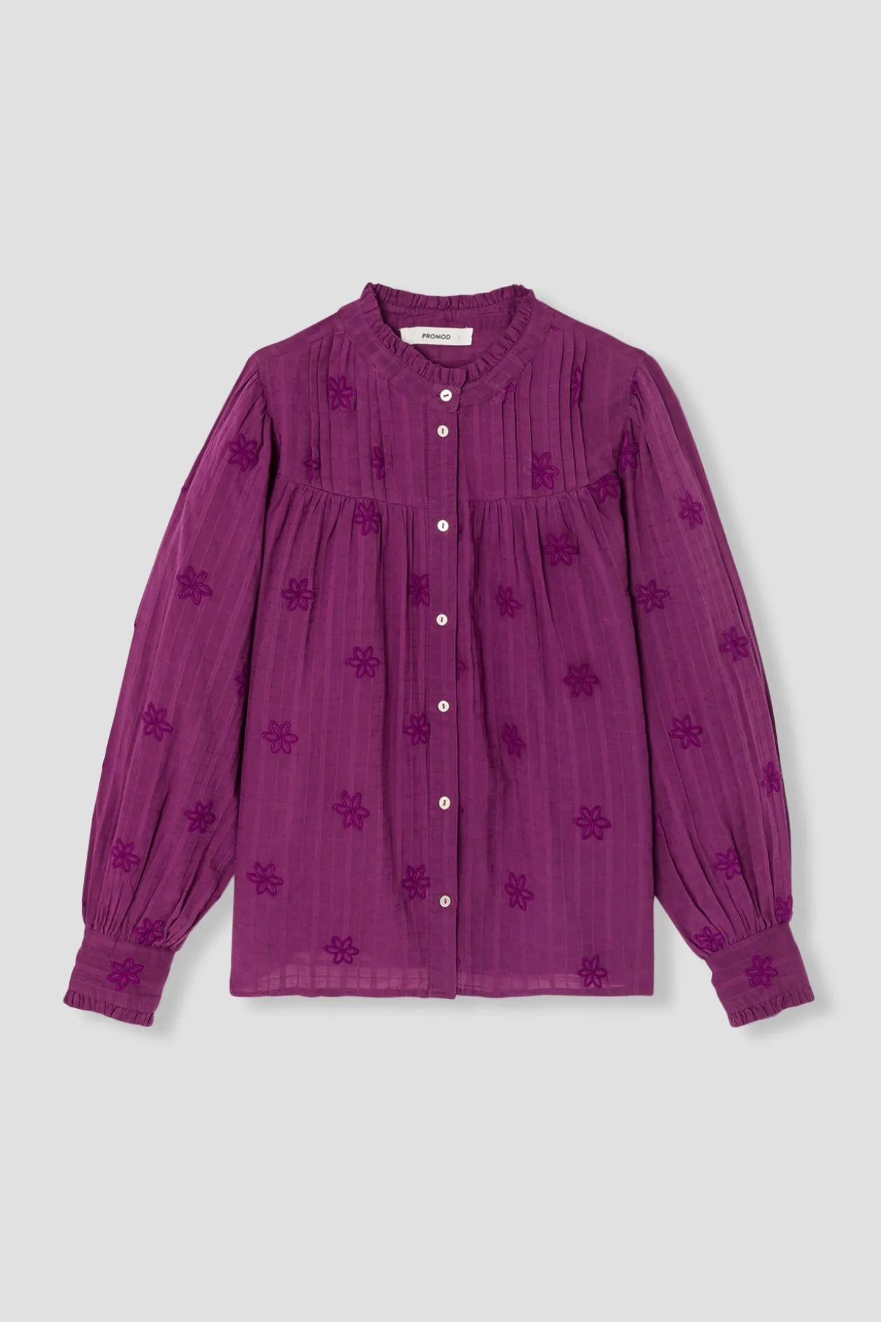 Promod Chemise brodée en coton Femme - Cassis clair Cassisclair Shop