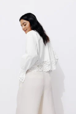Promod Chemise détail dentelle Femme - Ecru Hot