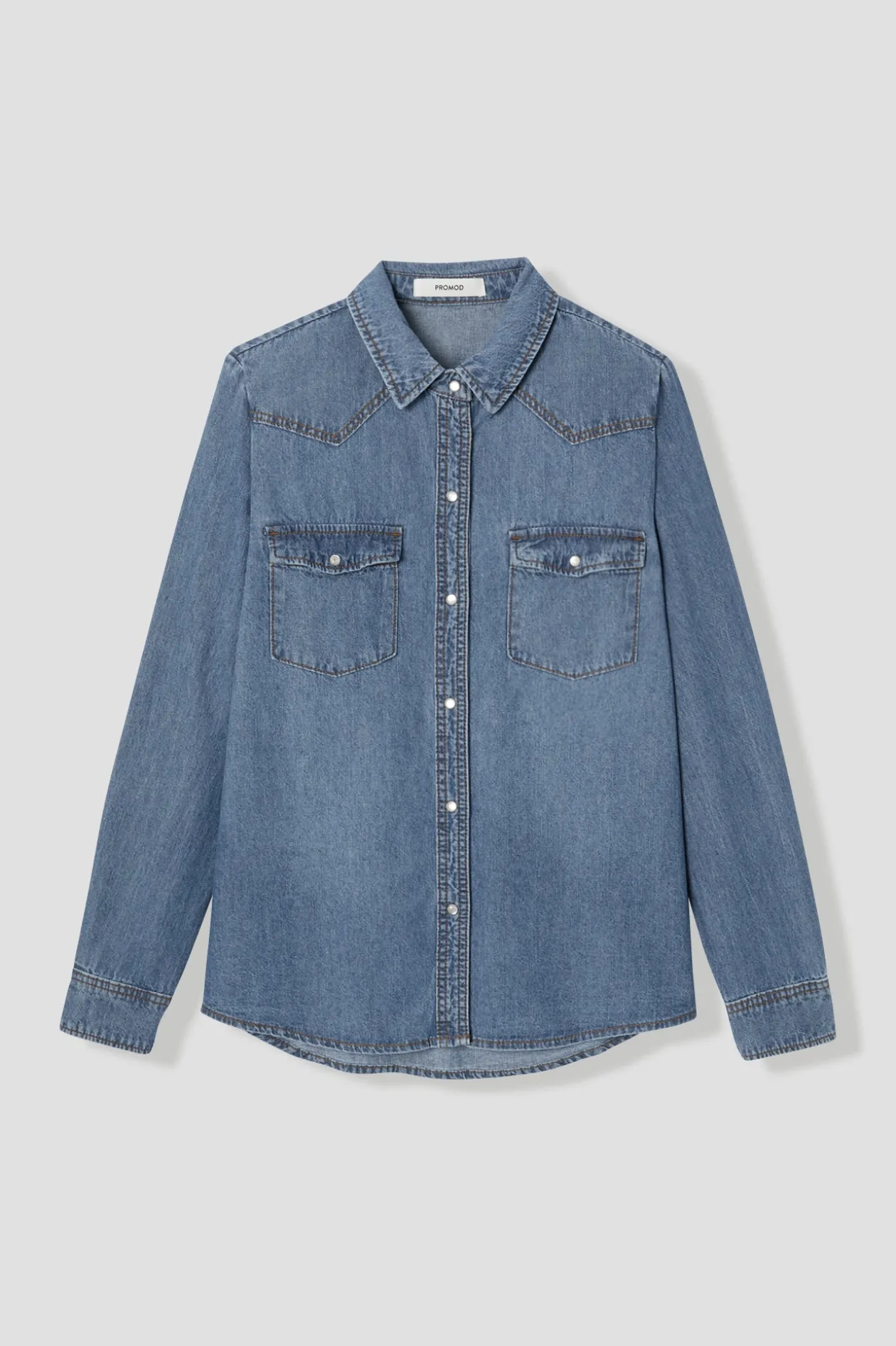 Promod Chemise en jean Femme - Jean moyen Jeanmoyen Best Sale