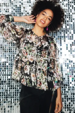 Promod Chemise imprimée à nouer Femme - Imprimé noir Impriménoir Store