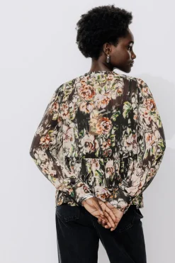 Promod Chemise imprimée à nouer Femme - Imprimé noir Impriménoir Store
