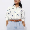 Promod Chemise oversize brodée Femme - Blanc Cheap