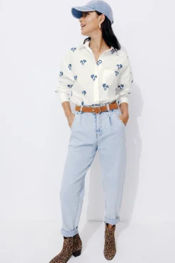 Promod Chemise oversize brodée Femme - Blanc Cheap