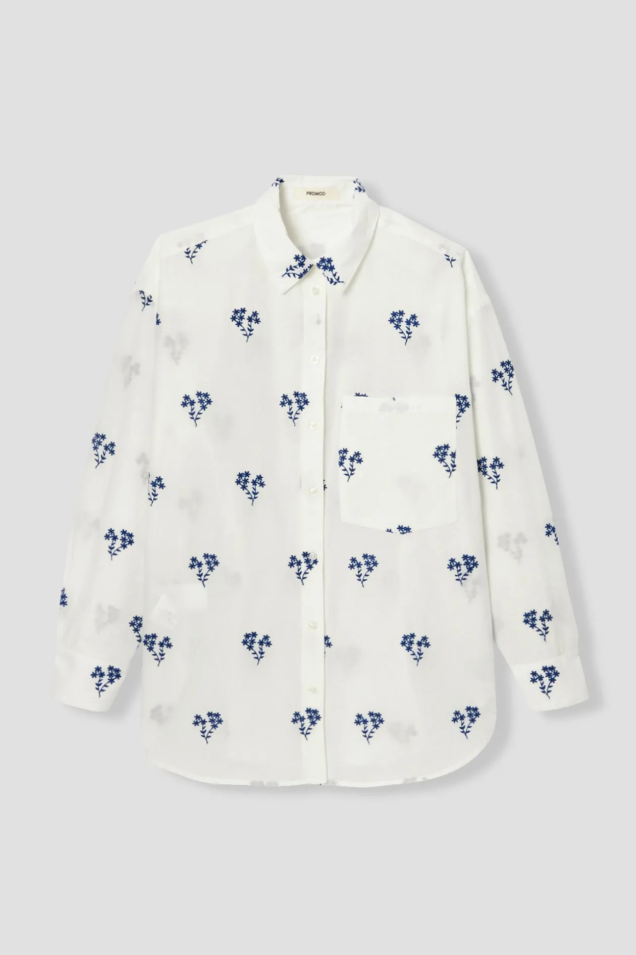 Promod Chemise oversize brodée Femme - Blanc Cheap