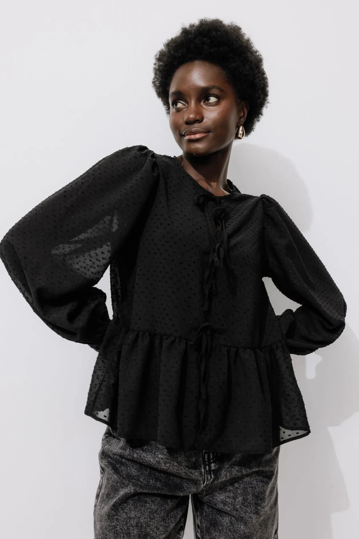 Promod Chemisier plumetis noué Femme - Noir Online
