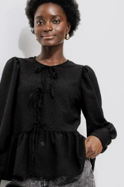 Promod Chemisier plumetis noué Femme - Noir Online