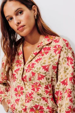 Promod Chemisier satin Femme - Imprimé écru Impriméécru Store
