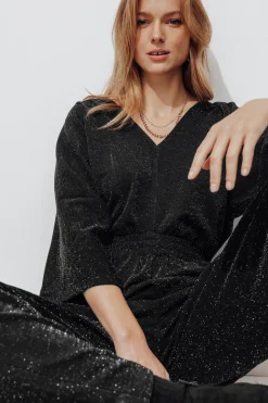 Promod Combi-pantalon à paillettes - Noir Clearance