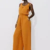Promod Combi-pantalon gaze de coton - Ocre Discount