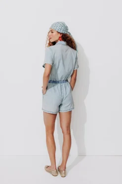 Promod Combishort délavé Femme - Jean clair Jeanclair Fashion
