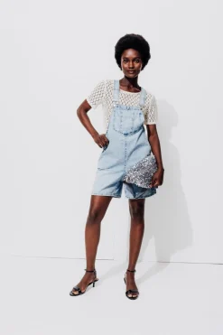 Promod Combi-short en jean Femme - Jean très clair Jeantrèsclair Shop