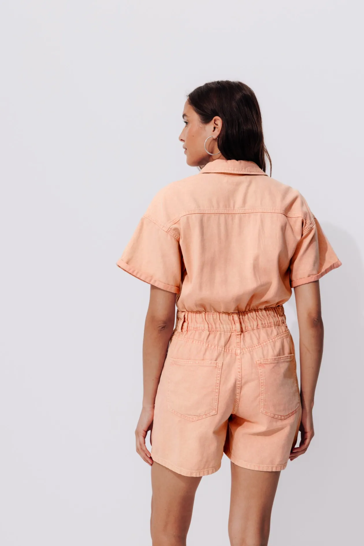Promod Combishort en toile Femme - Orange fluo Orangefluo Store