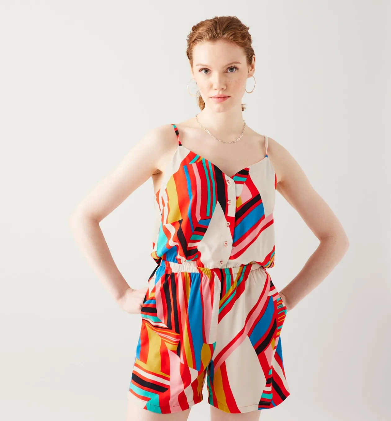 Promod Combishort imprimé Femme - Imprimé multicolore Imprimémulticolore Outlet