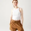 Promod Crop top côtelé Femme - Blanc Cheap