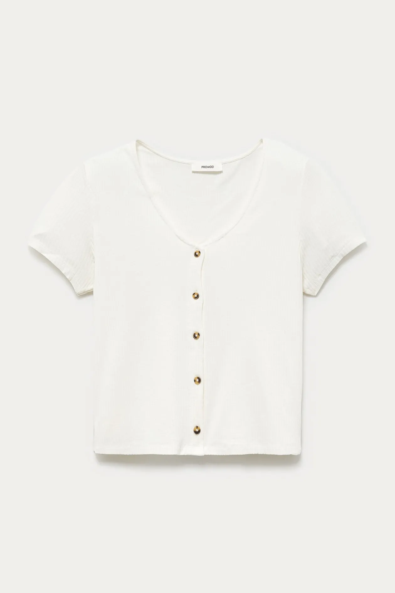 Promod Crop top côtelé Femme - Ecru Flash Sale