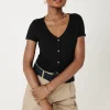 Promod Crop top côtelé Femme - Noir Store