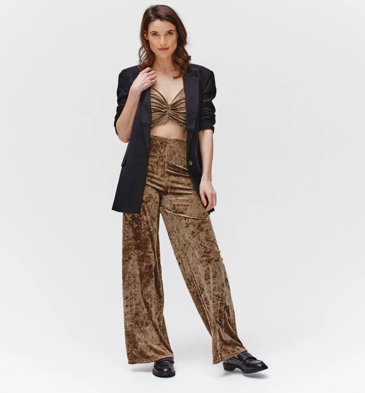 Promod Crop top en panne de velours - Cognac Store