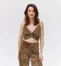 Promod Crop top en panne de velours - Cognac Store