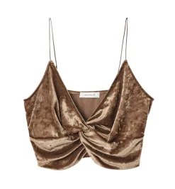 Promod Crop top en panne de velours - Cognac Store