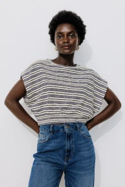 Promod Crop top rayé Femme - Rayé bleu Rayébleu Shop