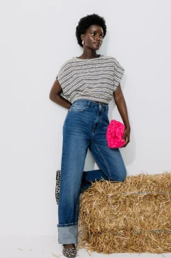 Promod Crop top rayé Femme - Rayé bleu Rayébleu Shop
