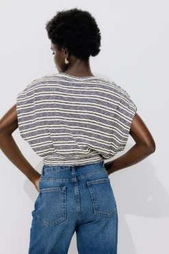 Promod Crop top rayé Femme - Rayé bleu Rayébleu Shop
