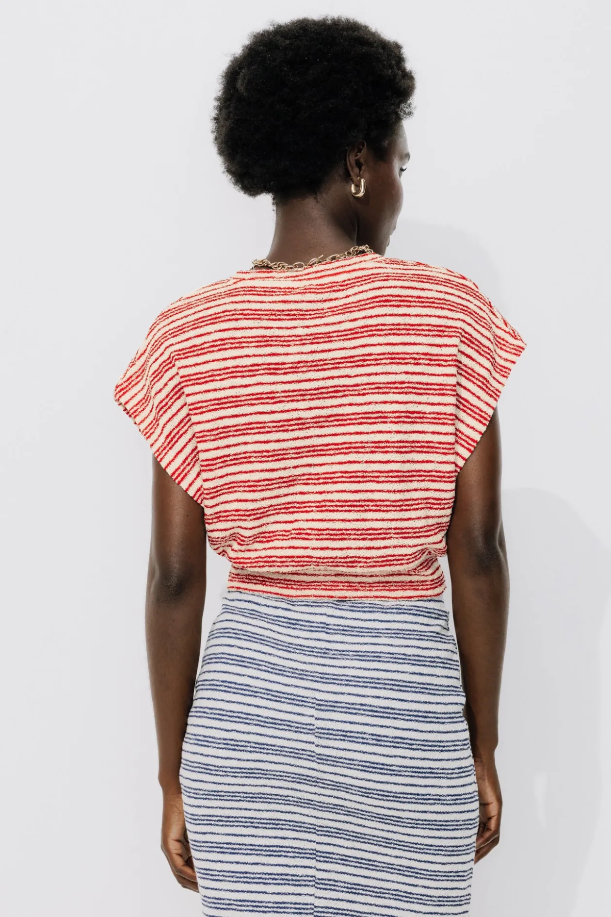 Promod Crop top rayé Femme - Rayures multicolores Rayuresmulticolores Fashion