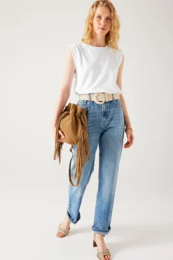Promod Crop top sans manches Femme - Ecru Hot