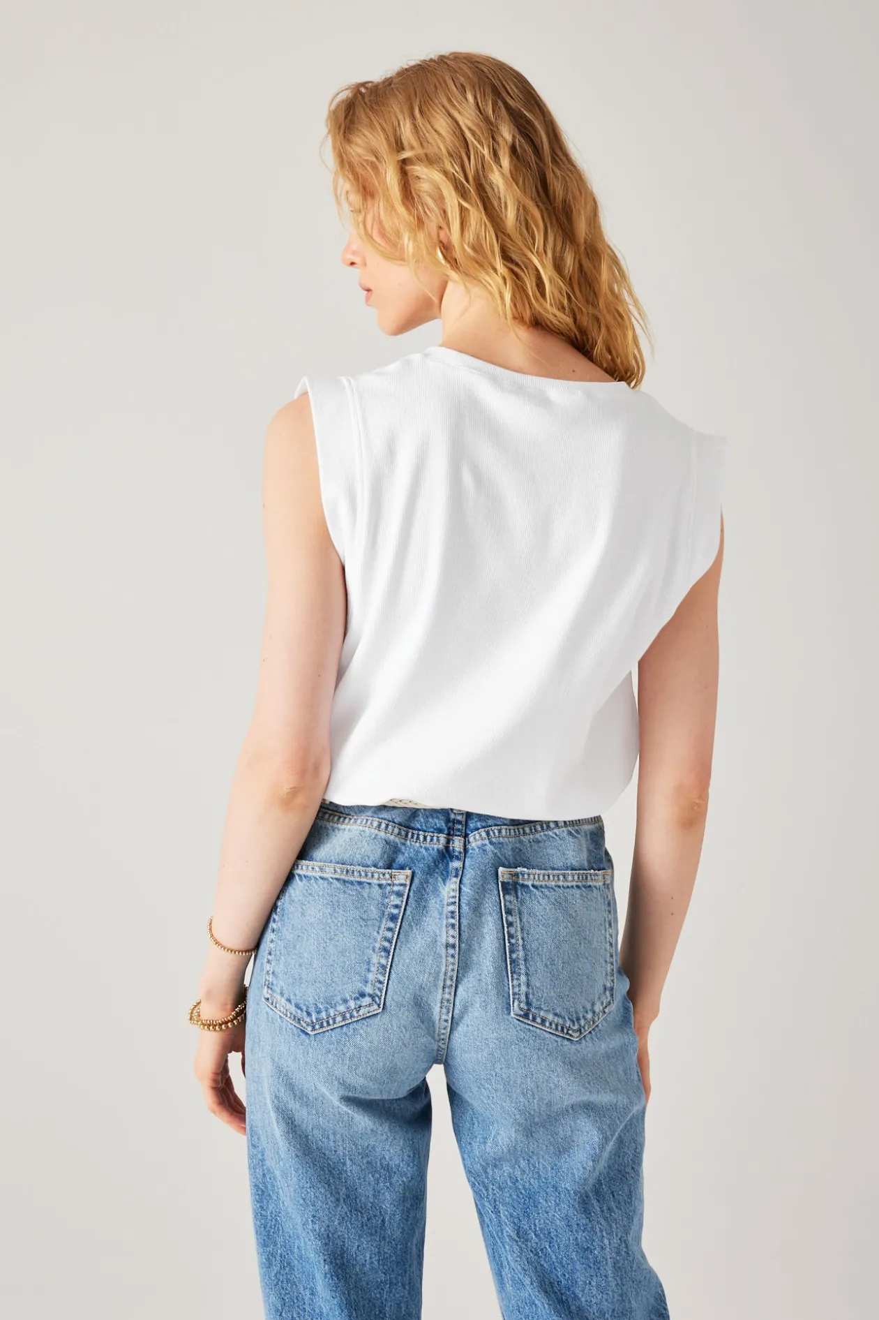 Promod Crop top sans manches Femme - Ecru Hot