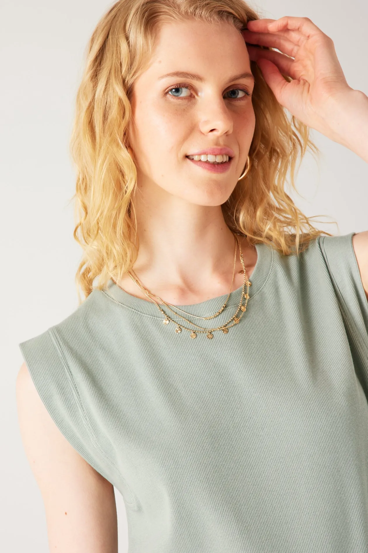 Promod Crop top sans manches Femme - Turquoise Cheap