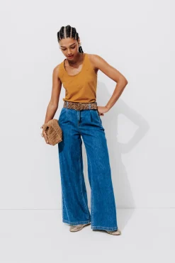 Promod Débardeur brodé dos Femme - Ocre Discount