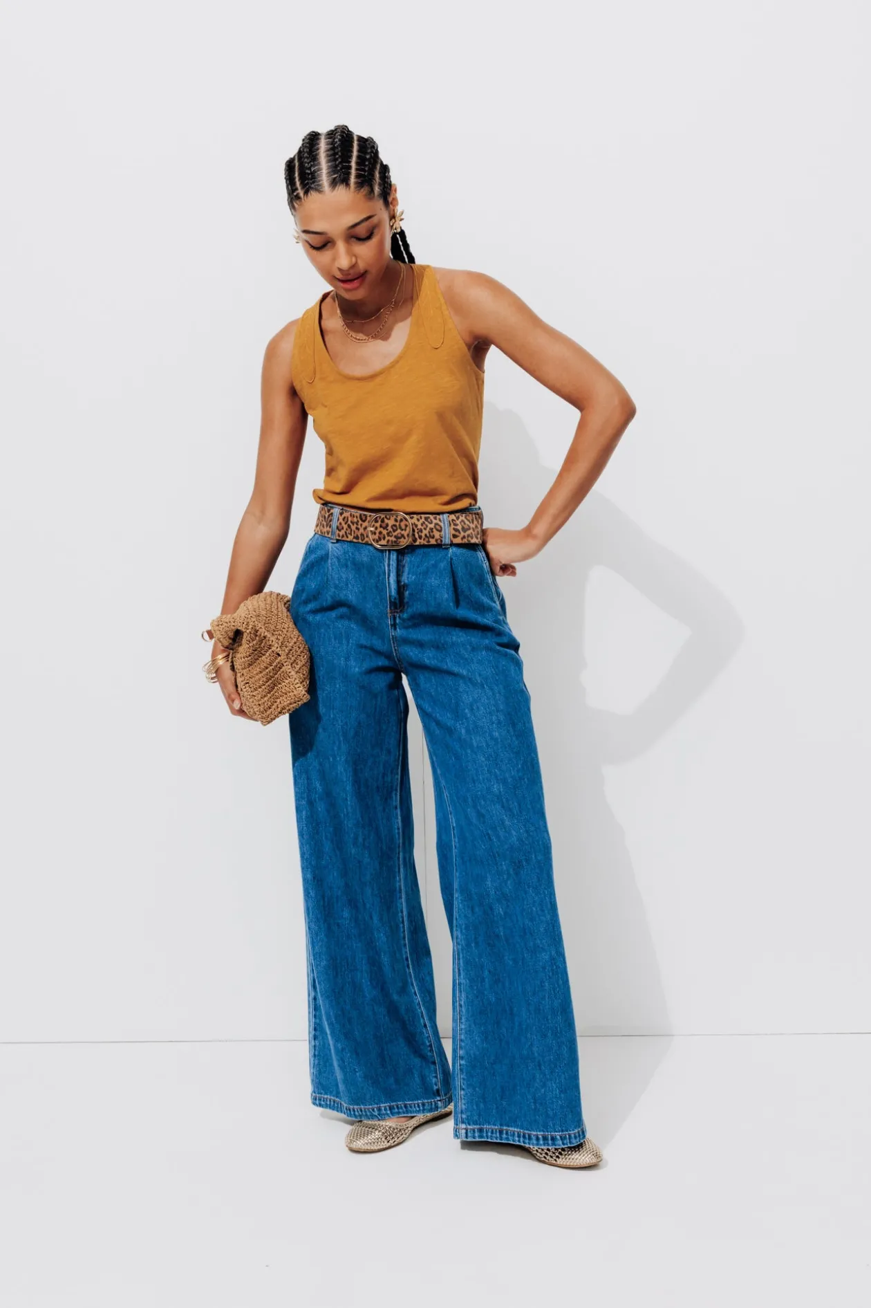 Promod Débardeur brodé dos Femme - Ocre Discount