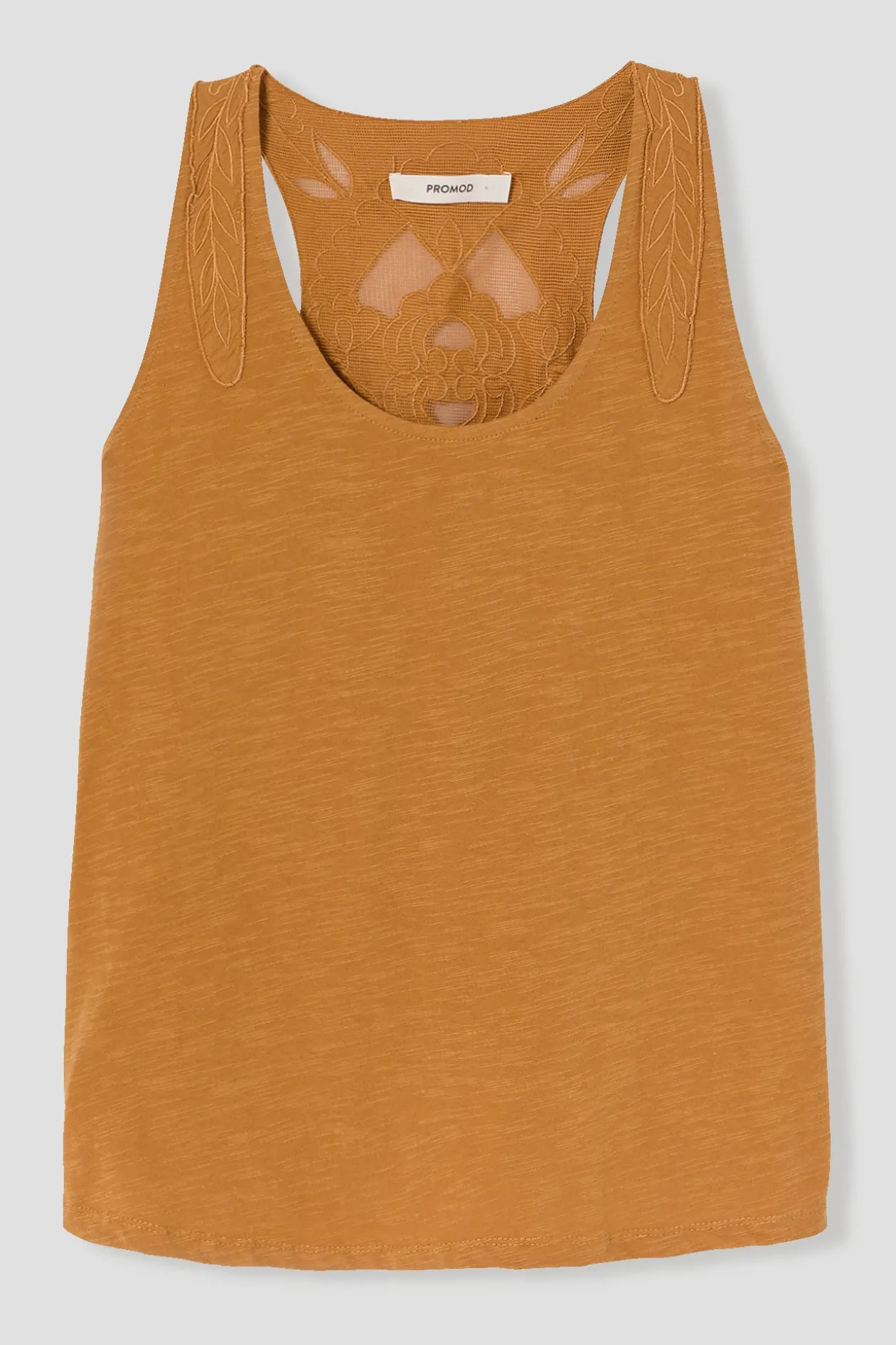 Promod Débardeur brodé dos Femme - Ocre Discount