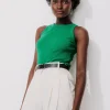 Promod Débardeur côtelé uni Femme - Vert Cheap