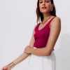 Promod Débardeur côtelé uni Femme - Bordeaux Flash Sale