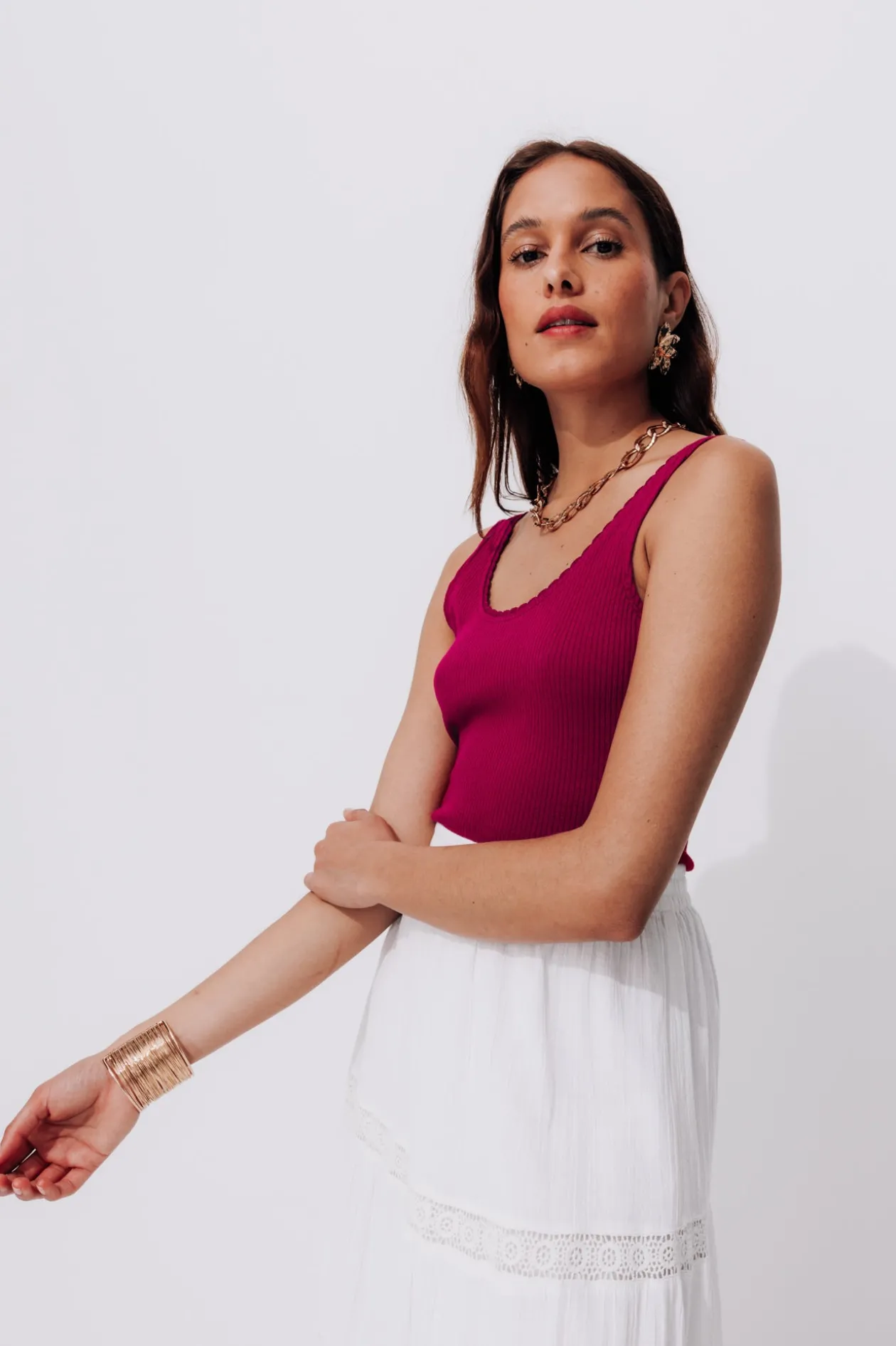 Promod Débardeur côtelé uni Femme - Bordeaux Flash Sale