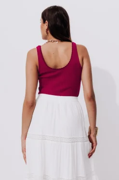 Promod Débardeur côtelé uni Femme - Bordeaux Flash Sale