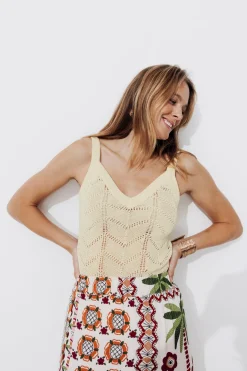 Promod Débardeur en crochet Femme - Ecru Best