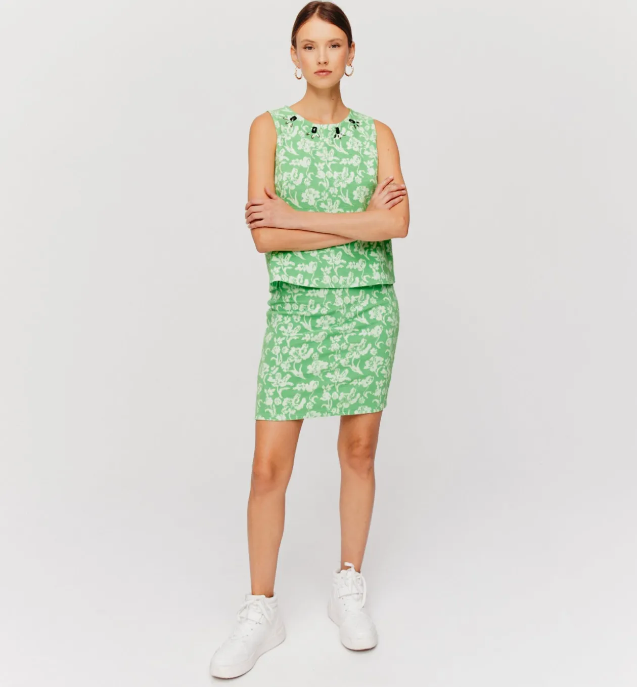 Promod Débardeur en jersey jacquard - Imprimé vert Imprimévert Flash Sale