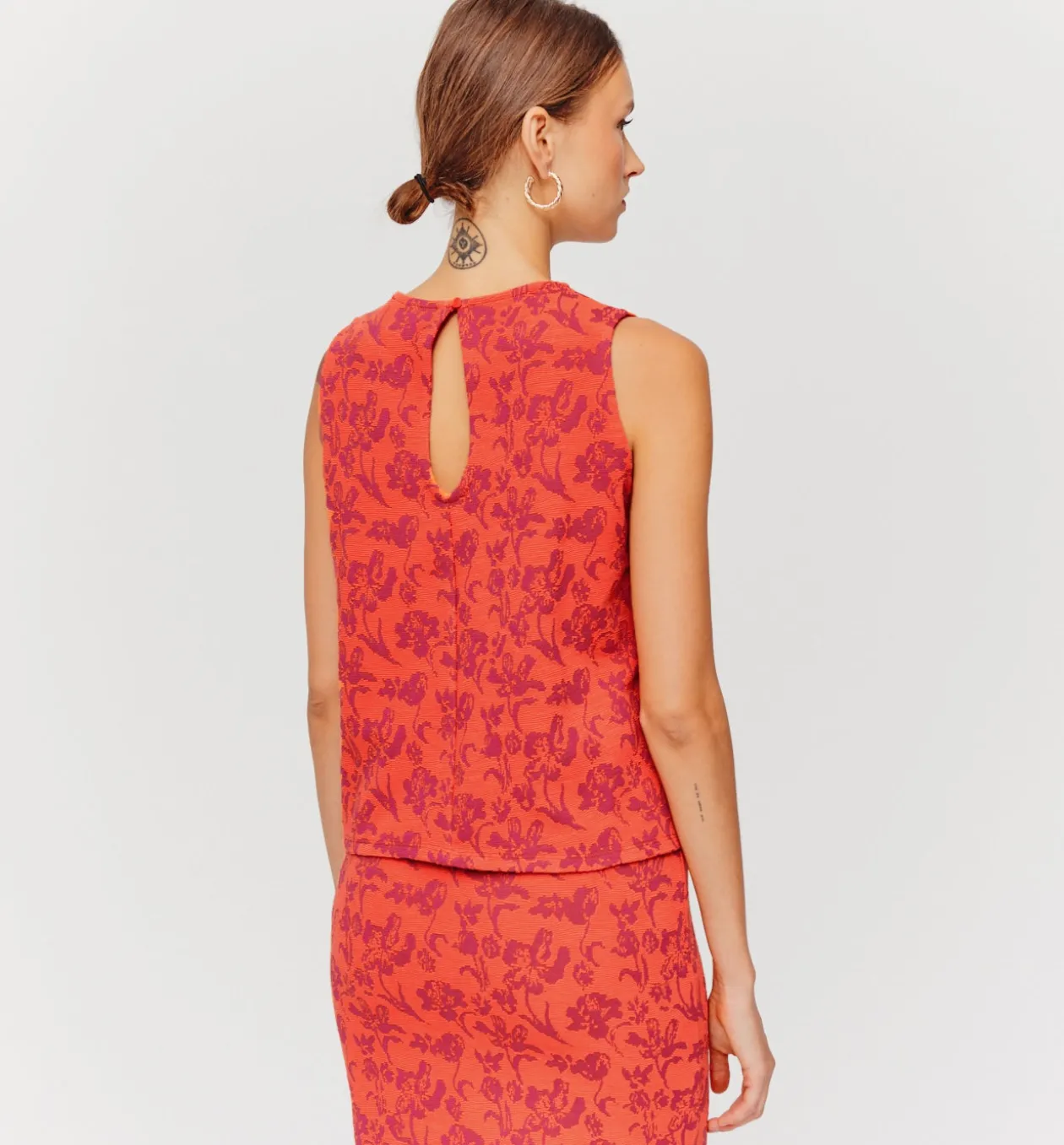 Promod Débardeur en jersey jacquard - Imprimé rose Imprimérose Discount