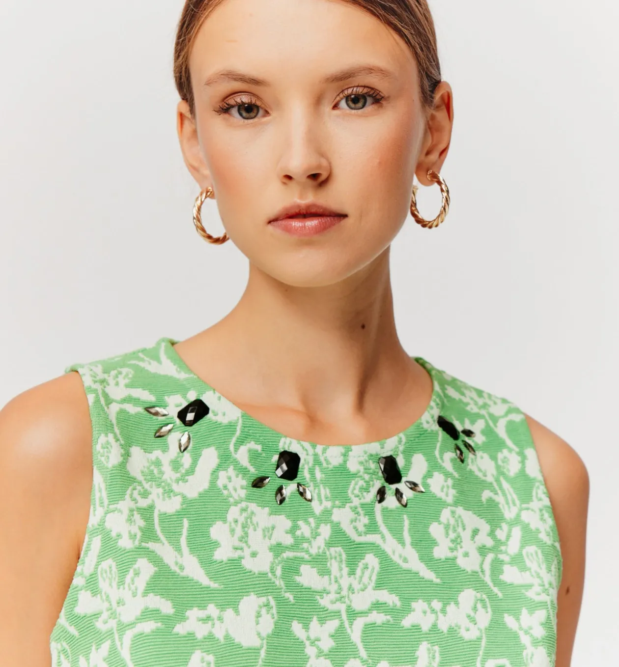 Promod Débardeur en jersey jacquard - Imprimé vert Imprimévert Flash Sale