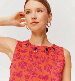 Promod Débardeur en jersey jacquard - Imprimé rose Imprimérose Discount
