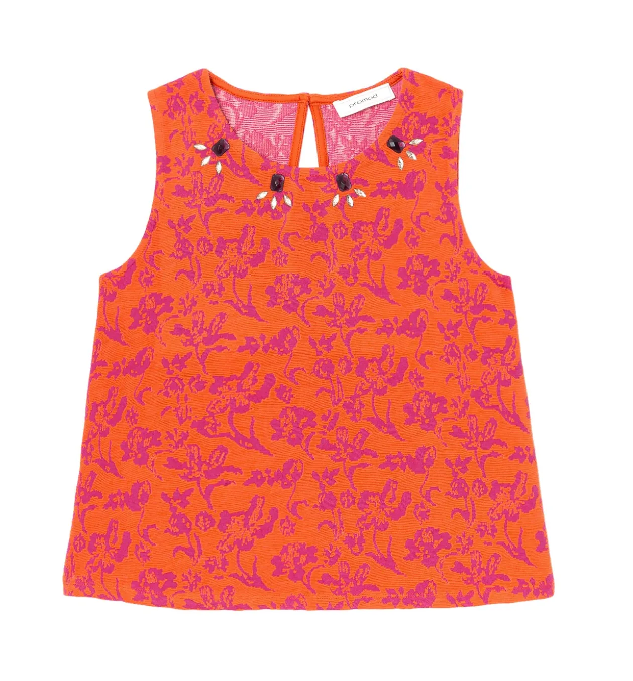 Promod Débardeur en jersey jacquard - Imprimé rose Imprimérose Discount