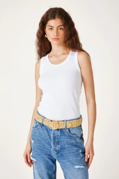 Promod Débardeur marcel côtelé Femme - Blanc Store