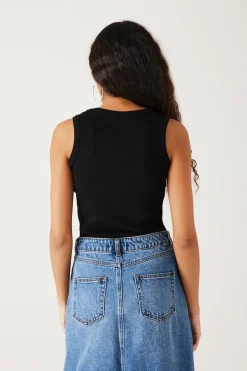 Promod Débardeur marcel côtelé Femme - Noir Shop