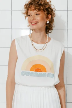 Promod Débardeur motif sunset Femme - Imprimé écru Impriméécru Outlet