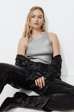 Promod Débardeur pailleté Femme - Gris clair Grisclair Outlet