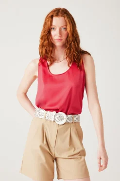 Promod Débardeur satiné uni Femme - Rose Online