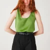 Promod Débardeur satiné uni Femme - Vert Best Sale